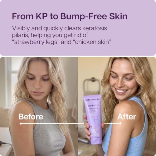 DERMAdoctor KP Bump Eraser Body Scrub with 10% AHAs + PHAs for Keratosis Pilaris, Dry, Rough, and Bumpy Skin, Dermatologist Formulated Exfoliating Body Scrub with Glycolic and Lactic acids - 8 Fl oz