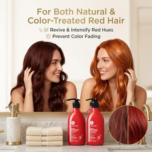 Luseta Color Enhancing Shampoo and Conditioner Set for Red & Copper Hair. Revives & Intensifies Fiery Hues, Adds Radiant Shine, Smooths Frizz, Improves Elasticity with Pomegranate, 2 x 16.9oz