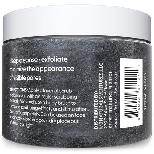 Exfoliating Charcoal Scrub for Body with Collagen & Stem Cells, 12 oz by M3