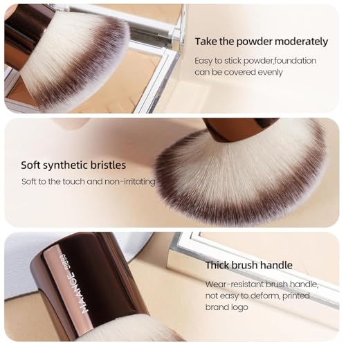 MAANGE 20 PCS Foundation Makeup Brush Set, Double-ended Kabuki Contour Brush for Liquid Powder Concealer Blending Blush Face Makeup Tools with Gift Box (Coffee)