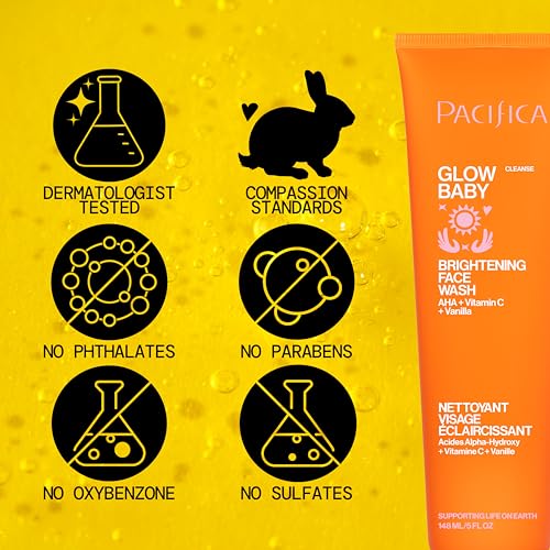 Pacifica Beauty Glow Baby VitaGlow Face Lotion and Brightening Face Wash Set, Skincare, Vitamin C and E, AHA, Exfoliator, Cleanser, Hydrating, Moisturizer, Vegan, 1.7 fl oz and 5 fl oz (Set of 2)
