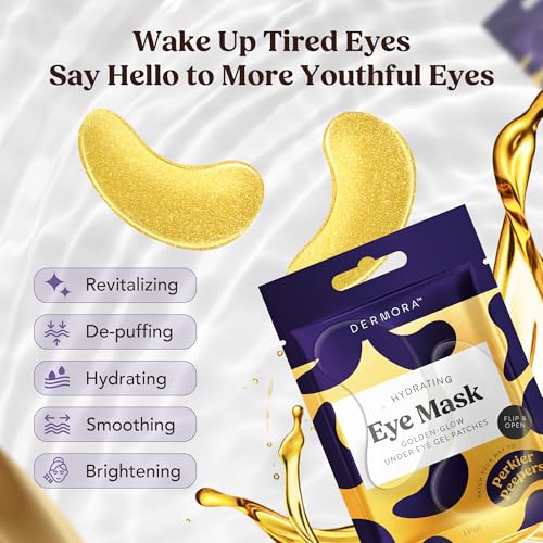 DERMORA Golden Glow Under Eye Patches - 50 Pairs Individually Packed