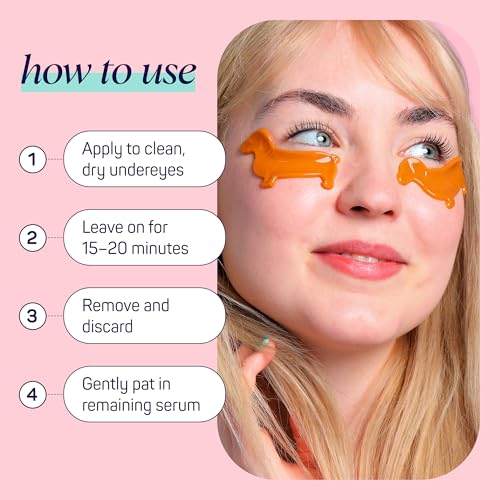 SpaLife So Fetch Hydrogel Under Eye Patches for Dark Circles | Dachshund Under Eye Patches for Puffy Eyes | Weiner Dog Undereye Bags and Puffiness Removal | Bachelorette Party Favors | 8 Pairs