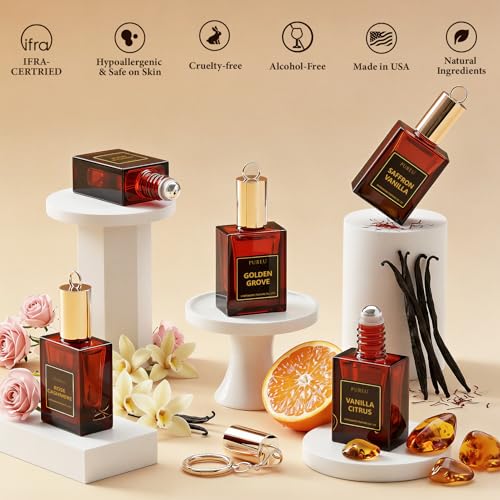 PUREU Pheromone Perfume for Women Roll On Vanilla Citrus Long Lasting Travel Size Vanilla Perfume Pheromones Oil for Women Fragrance Eau De Parfum, 0.34 Fl Oz/10ml, Made in USA