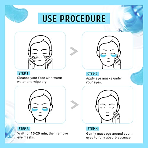 PEAUAMIE Under Eye Patchs Hyaluronic Acid Eye Mask for Dark Circles and Puffiness Wrinkle Eye Bags 30 Pairs