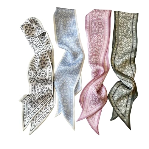 RFQMNO Hair Scarf for Women, 35"x2.36" Lightweight Silk Headband, Purse & Bag Scarves Gift Collection