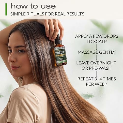 Hair Growth Oil with Rosemary, Castor & Biotin, Dry Scalp Treatment, 2 Oz