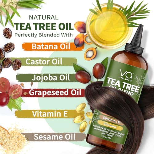 Tea Tree Hair Growth Oil 6 Fl Oz With Jojoba, Castor, Batana Oil