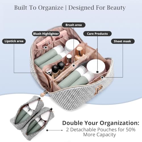 Personalized Gift Travel Makeup Bag: Initial Makeup Organizer Bag for Women