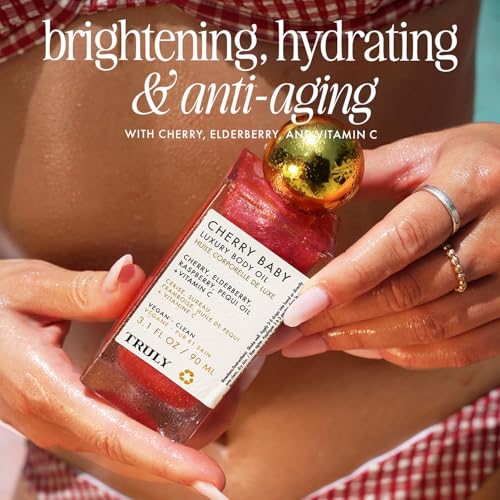 Truly Beauty Cherry Baby Luxury Body Oil | Hydrating Shimmer Oil for Glow