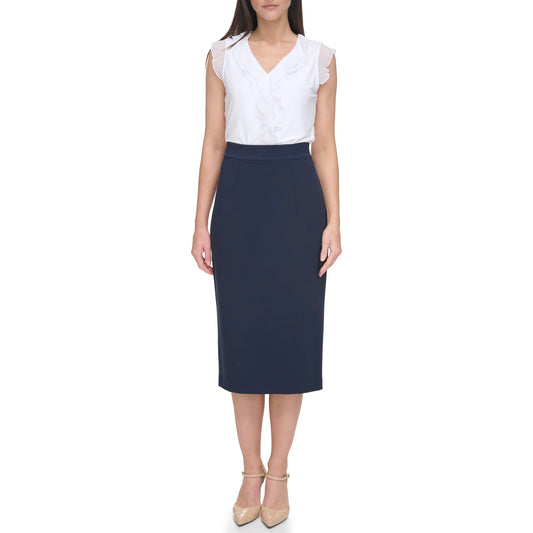 Tommy Hilfiger Women's Suits Midi Ponte Skirt, Midnight, 14