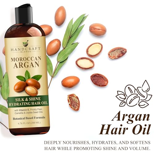 Handcraft Blends Moroccan Argan Oil for Hair 6.76 Fl oz | Moisturizing and Nourishing | Scalp and Hair Oil | Hydrating | Strengthening | All Hair Types