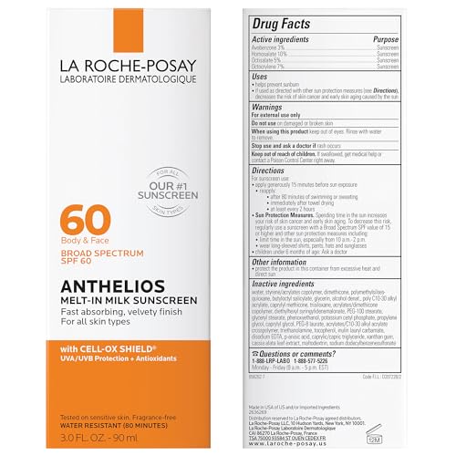 La Roche-Posay Anthelios Melt-In Milk Sunscreen for Face & Body SPF 60
