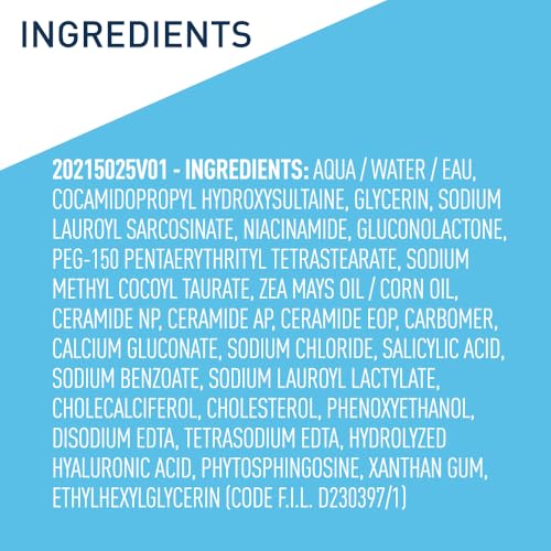 CeraVe Renewing Salicylic Acid Cleanser, BHA Exfoliating Face Wash, 8oz