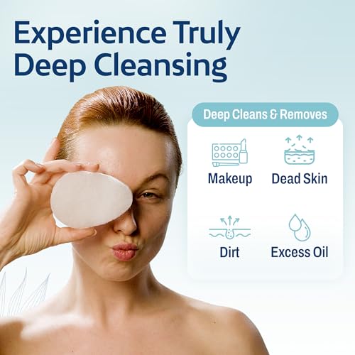 HartFelt 8ct Tear Drop Face Scrubber for Women | Reusable Facial Sponges for Daily Cleansing | Facial Exfoliating Pads for Removing Dead Skin, Dirt & Makeup | Made in USA | Regular - White