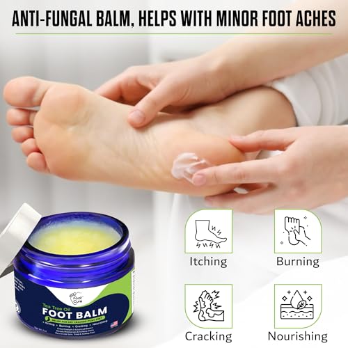 FOOT CURE Tea Tree Oil Balm – Moisturizer for Dry Cracked Feet – Instantly Hydrates & Soothes Irritated Skin & Athlete's Foot – Best Foot Care for Women and Men (Pack of 2)