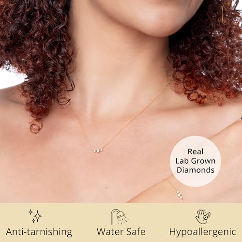 MAX + STONE Trio 10K Yellow Gold Diamond Pendant Necklace for Women | Lab Grown Small Diamonds Necklaces with 18-20 inch Chain