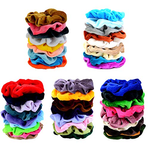 Chloven 45 Pcs Velvet Hair Scrunchies Elastics Hair Bands for Women Girls