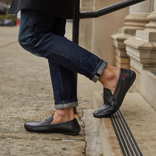 Marc Joseph New York Mens Loafers Casual Slip On Shoes Leather Penny Loafers for Men Lightweight Comfortable Classic Fashion Driving Moccasins Dress Driving Loafer Black Grainy 9.5