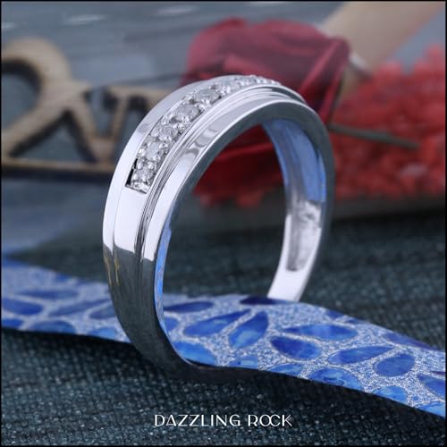 Dazzlingrock Collection 0.23 Ctw Round White Natural Diamond Nine Stone Single Row Wedding Band for Men in 925 Sterling Silver, Size 10