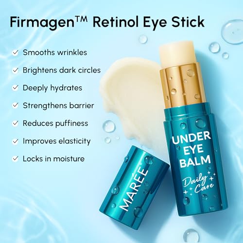 MAREE Under Eye Balm Stick Hydrating – Retinol Caffeine Under Eye Brightener Stick for Older Women – Collagen Undereye Cream for Dark Circles & Wrinkles – 0.35 Ounce, Purple