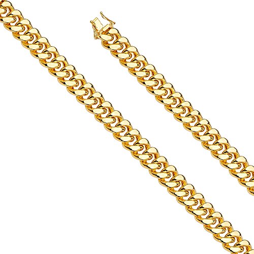 14k REAL Yellow Gold 12mm Hollow Miami Cuban Chain Bracelet with Box Lock Clasp - 9"