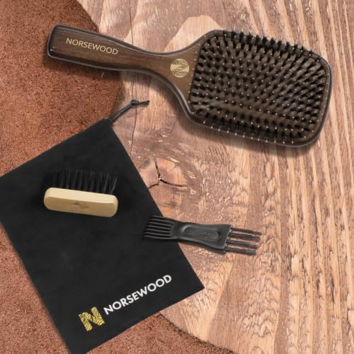 Boar Bristle Hair Brush Set, Soft Bristle Detangler for Enhancing Shine