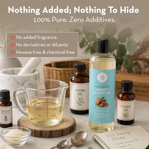 Cold Pressed Sweet Almond Oil, 16 fl oz, Pure Oil for Skin & Hair