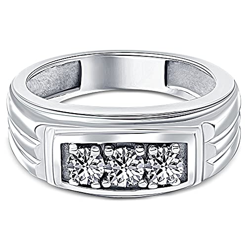 Pompeii 3/4ct Diamond Mens 14K White Gold Wedding Ring - Size 11.5