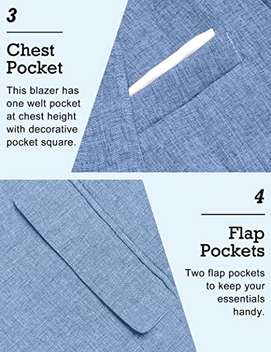 COOFANDY Men's Blazer Casual Sport Coats Slim Fit One Button Suit Jacket Lightweight Sports Jacket (Sky Blue,X-Large)