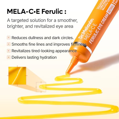 Dr.Melaxin Mela C·E Ferulic Eye Cream Dark Circles, Dark Spots & Wrinkles at Once, Retinal + Vitamin C Ferulic, Niacinamide, Korean Anti-Aging Eye Treatment, 0.52 oz, 15g