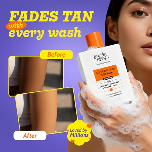 Chemist at Play Body Wash Exfoliating For Dry Rough Bumpy Strawberry Skin With 1% Salicylic Acid 2% Lactic Acid And Ceramides For Men And Women 7.9 Fl oz