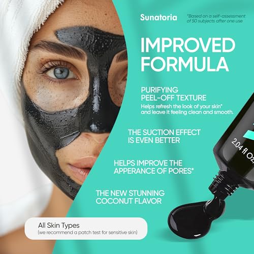 SUNATORIA Original Black Peel Off Face Mask – Charcoal Pore Mask – Helps Remove Excess Oil & Lift Away Surface Impurities – Botanical Extracts & Vitamins A, E, B5 – 2.04 fl oz