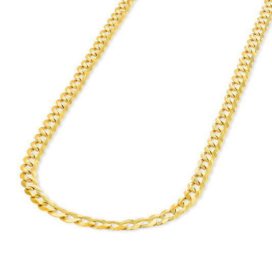 Jewelry America Solid 14K Yellow Gold 2.5mm Concave Cuban Link Curb Chain Necklace, 16"