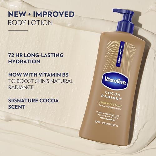Vaseline Cocoa Radiant Body Lotion for Dry Skin with Cocoa Butter 32oz
