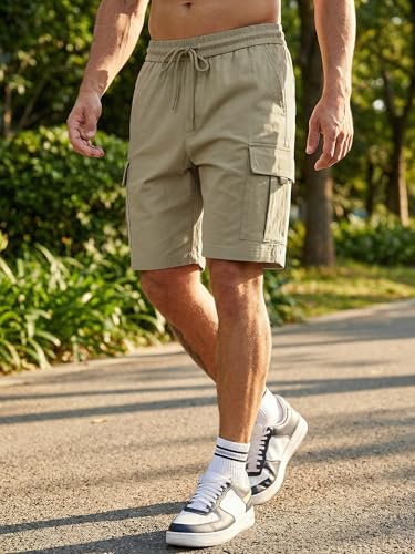 JMIERR Mens Classic Khaki Cargo Shorts Classic Loose Fit Big & Tall Summer Work Short with 5 Pockets, 3XL