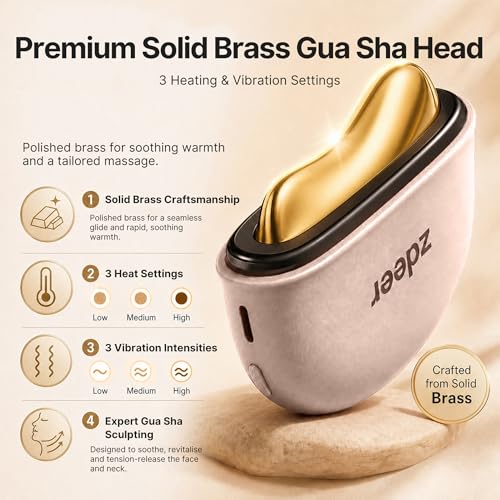ZDEER GS5 Electric Heated Gua Sha Tool, Red Light Face Massager, Pink