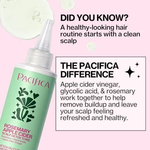 Pacifica Scalp Detox Tonic – Scalp Exfoliator with Glycolic & Salicylic Acid for Clarifying Build Up & Purifying – Infused with Rosemary to Support an Itchy, Dry Head – Vegan & Cruelty-Free – 5 oz