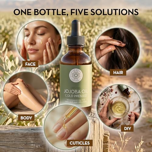 100% Pure Organic Jojoba Oil for Hair, Skin, Face & Nails, 4 fl oz