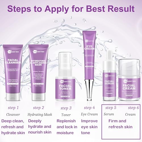 Skin Care Set,6 Pcs Anti-aging Skincare w/Korean Retinol,Hydrate, Moisturize Self Care Facial Skin Care Routine Kit Women Teen Girls Travel Skincare Gift Set,Valentines Birthday Gift for Women Her Mom