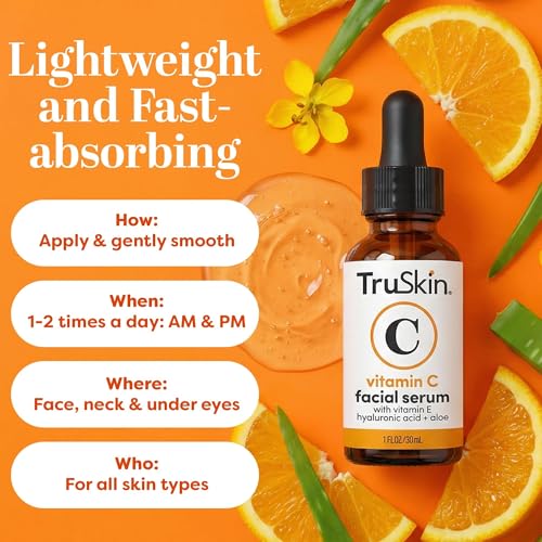 TruSkin Brightening Vitamin C Serum for Face with Hyaluronic Acid, 2 fl oz
