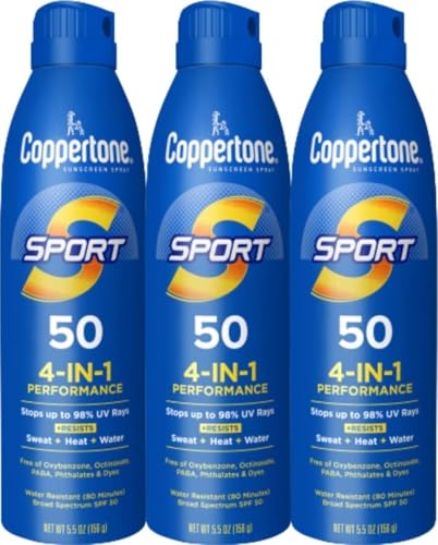 Coppertone SPORT Sunscreen Spray SPF 50, Multipack, 3 x 5.5 FL OZ