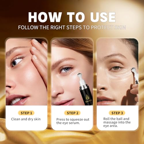 Caffeine Eye Cream, Under Eye Cream for Dark Circles and Puffiness, Eye Serum Anti-aging, Brightens, and Fine Lines, Eye Care Eye Roller Serum with 360° Massage Ball 20ML
