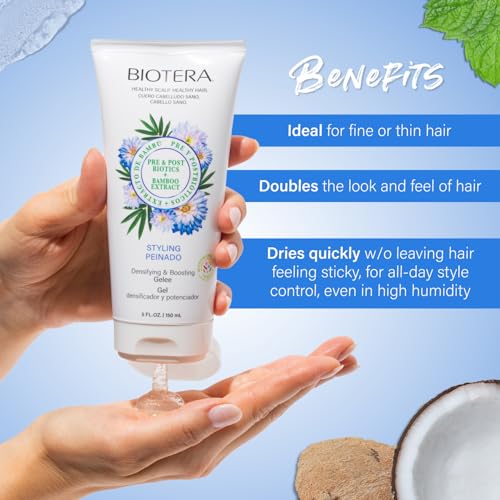Biotera Densifying & Boosting Styling Gelee for Fine, Thin Hair - Boosts Volume for Fuller, Thicker Hair, Lightweight Hold, Adds Body & Shine, Color-Safe, Vegan, 5.1 Fl Oz