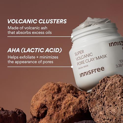 Innisfree Super Volcanic Pore Clay Mask | Exfoliating Korean Clay Mask with AHA and Hyaluronic Acid for Oily Skin | Minimizes Pores | Available in Limited Edition and Gift Sets