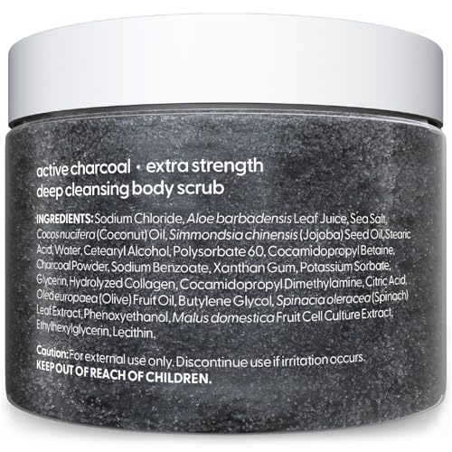 Exfoliating Charcoal Scrub for Body with Collagen & Stem Cells, 12 oz by M3