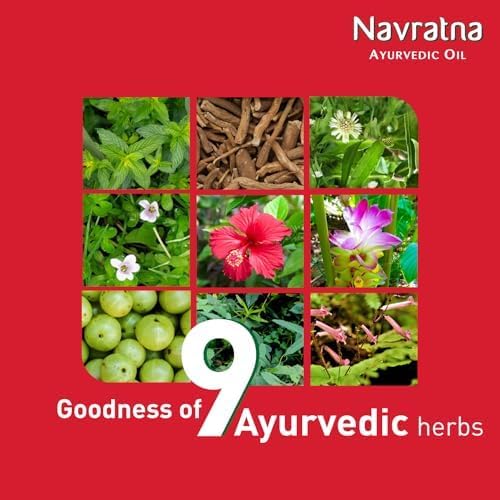 Navratna Ayurvedic Cool Oil | with 9 Active Herbal Ingredients | Relaxing Head Massage Oil | Revitalizes Scalp & Strengthen Hairs | Provides Cooling Effects | 3.38 Fl Oz/100ml