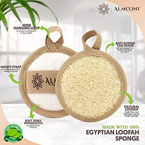 ALMOONI Natural Loofah Face Scrubber, Egyptian Facial Pads, 6 Count