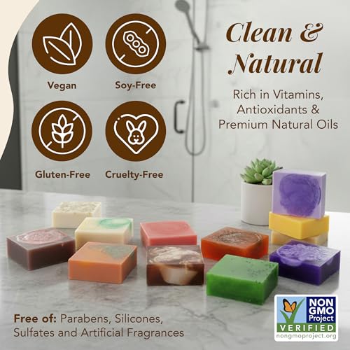 Saavy Naturals Hydrating & Purifying Mini Soap – Plant-Based, Nourishing & Moisturizing Bar Soap Gift Set for Men & Women – Mini Square Shaped Artisan Bar Soaps, 6 pack