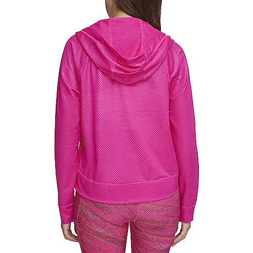 DKNY Women's Zip Up Sprint Mesh Hoodie, PEACKCOCK